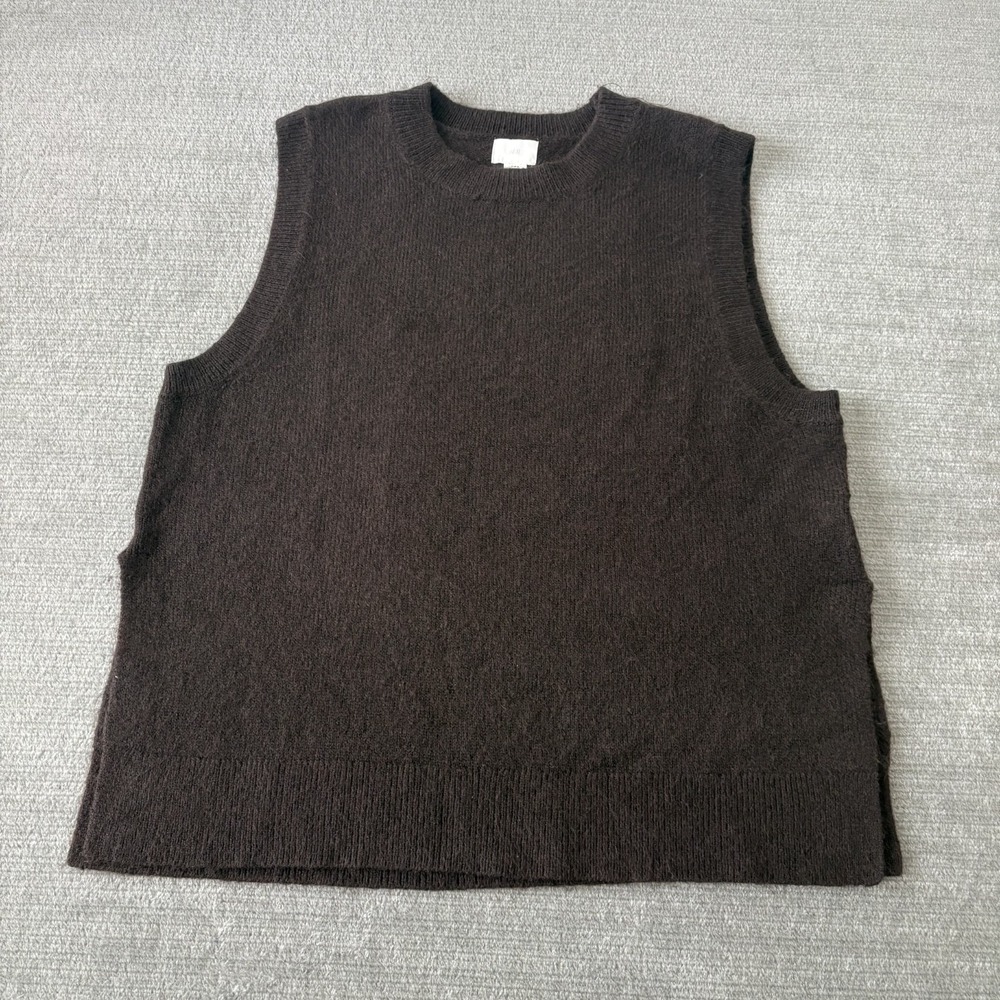 H&M Sweater Sleeveless Vest Women M Chocolate Brown Elevated Capsule Basics